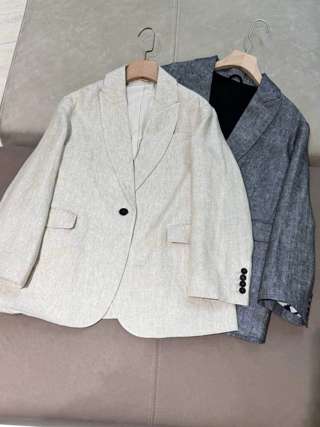 Casual business imported linen early spring thin blazer