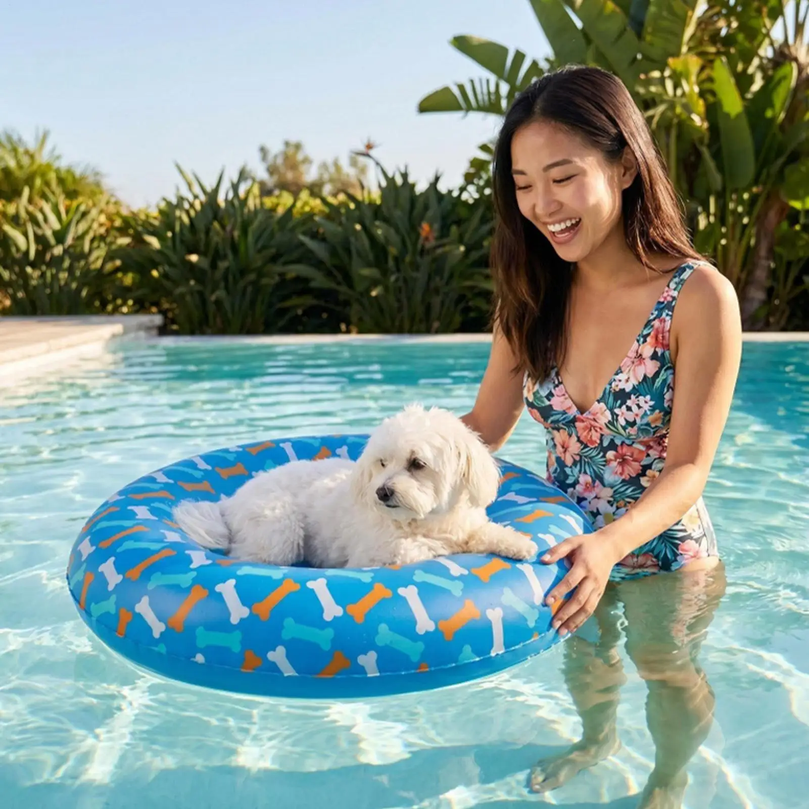 Inflatable Thickened PVC Ring Dog Water Float Pool Float For Dogs Leak-Proof For Lake Beach Games Water Party Pond Small