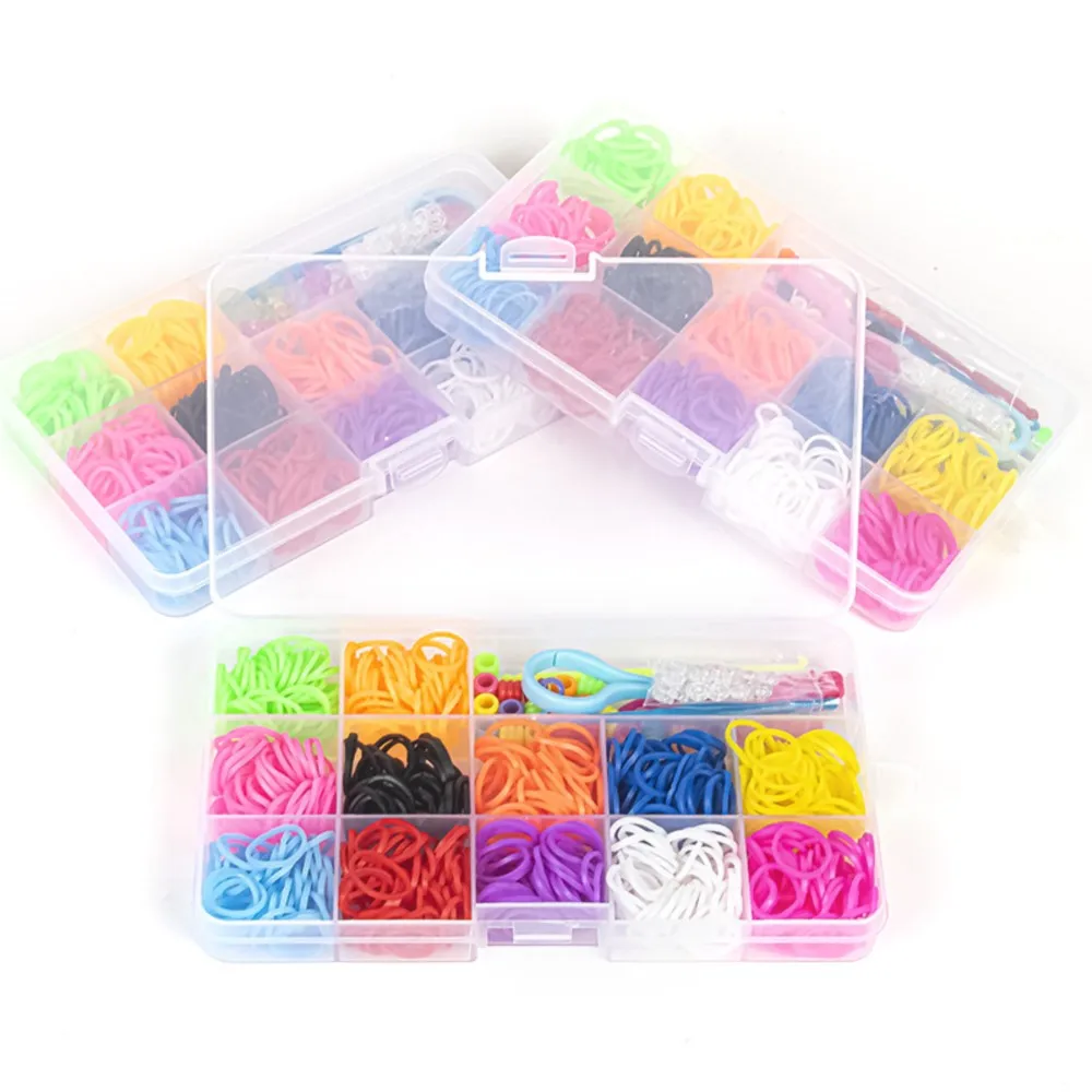 1Box Creative Colorful Loom Bands Set For Handmade Elastic Bracelet Making Kit DIY Rubber Band Craft Gifts Jewelry Accessories