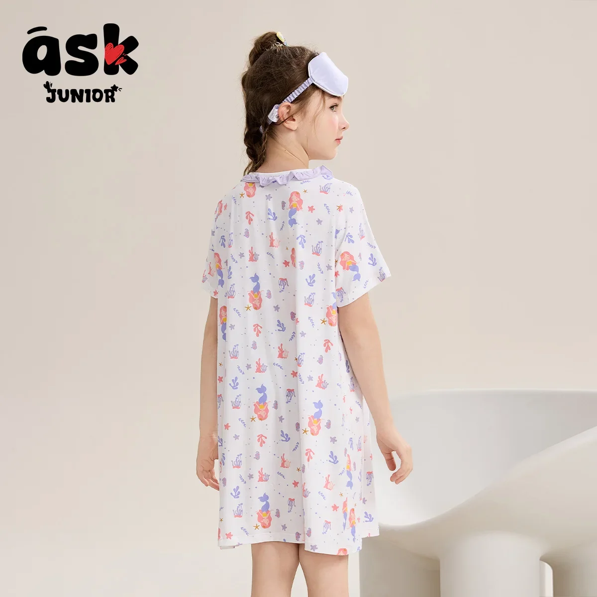 اسأل بيجامات الأطفال الصغار ملابس مكيفة الصيف رقيقة تنفس طباعة كاملة ثوب النوم الفتيات فستان مشروط #4