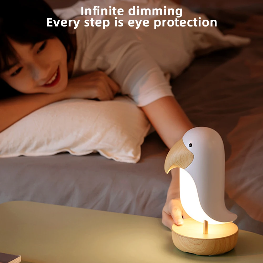 Cute Birds Night Light, Bluetooth-Speaker, Luz Ambiente, Escurecimento Stepless, Luzes de Respiração LED, USB Recarregável, Touch Table Lamp