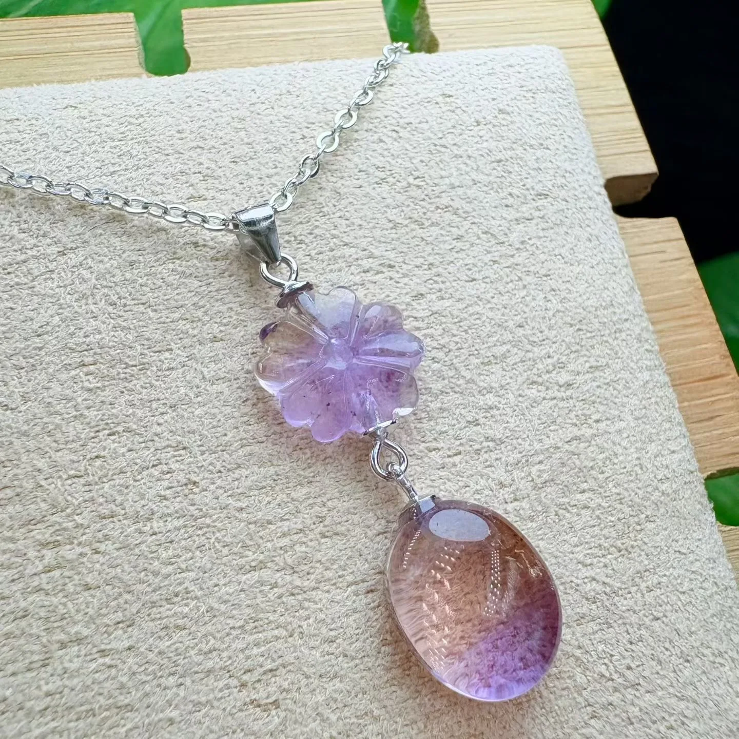 

1Pc Fengbaowu Natural Amethyst Citrine Ametrine Pendant 33MM Length 925 Sterling Silver Reiki Healing Stone Jewelry Gift Women