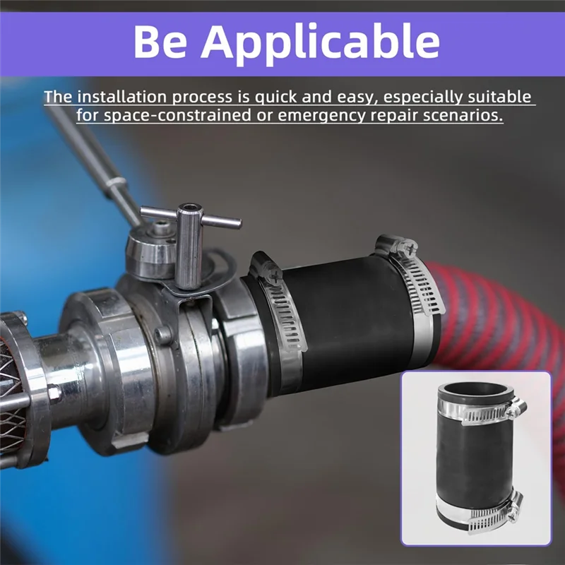 

AT05-2 шт. 2 дюйма X100 мм гибкая муфта из ТПЭ с зажимом из нержавеющей стали, соединитель для труб, устойчивость к высоким температурам для сбора пыли