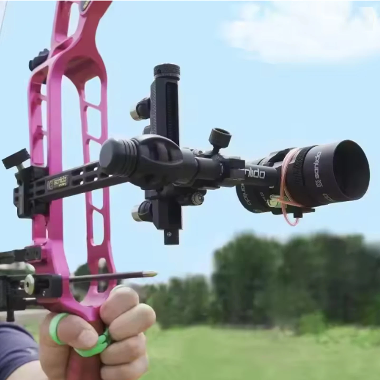 Sanlida x10 compound bow sight Scope 6X 8X Lens 29mm Archery Recurve bow Competition Target Sports Accessories