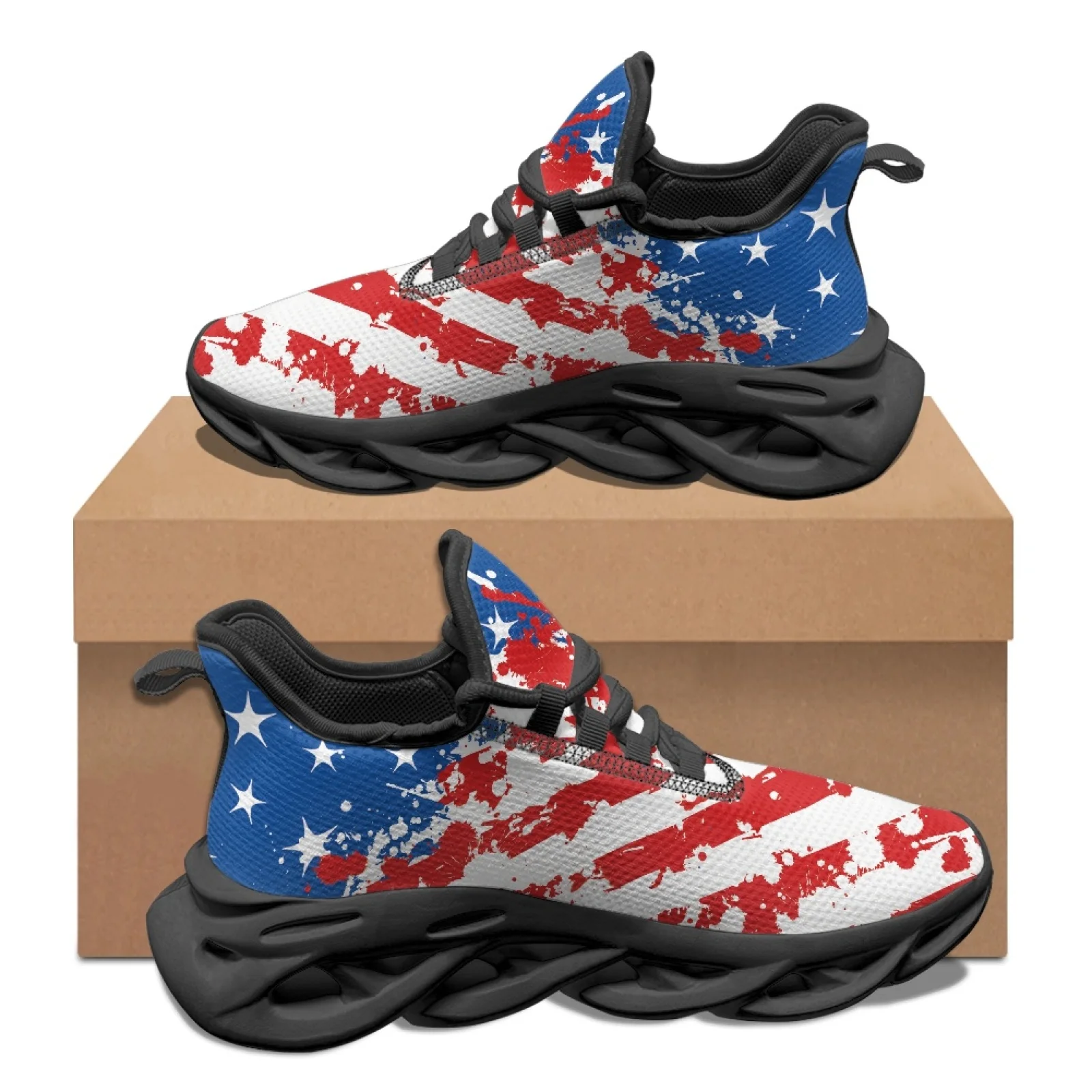 PENSTROLL Non Slip Men's Running Shoes Breathable Sports Shoes for Workout Girls Distressed American Flag