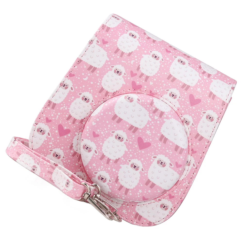 

Pu Camera Case Protective Bag for Mini 9 11 8 Detachable Buckle Cover Portable Strap Sheephound Pattern Gift