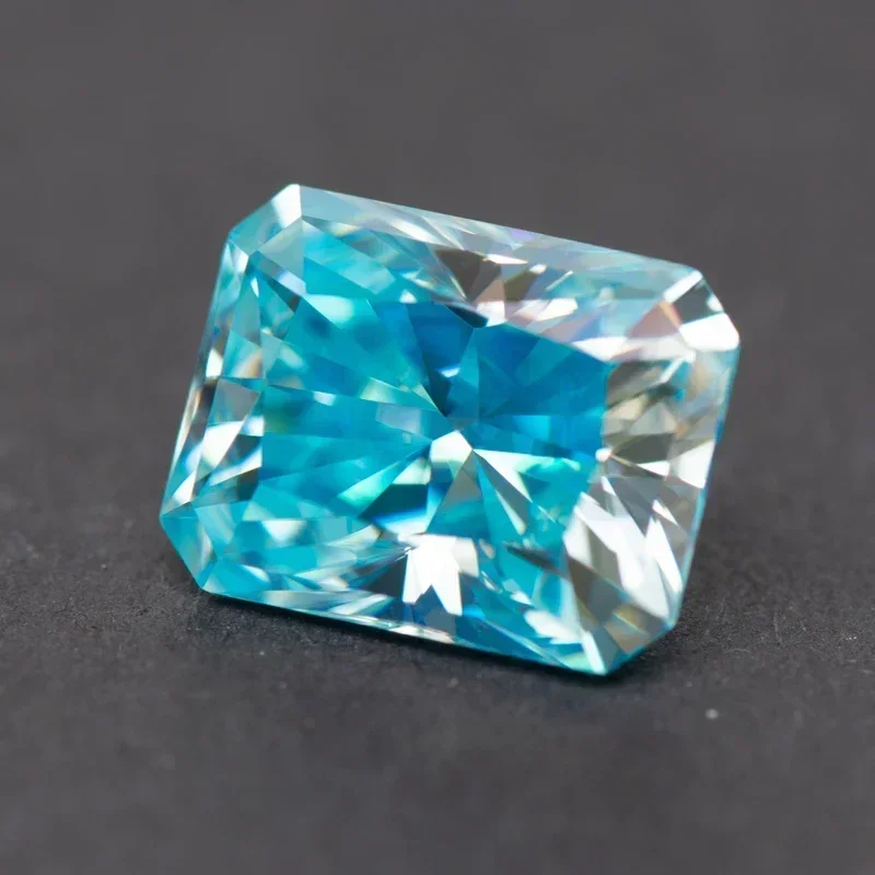 Pedra moissanite corte radiante aquamarine cor vvs1 com certificado gra para contas de amuletos de pedras preciosas materiais de fabricação de joias superiores