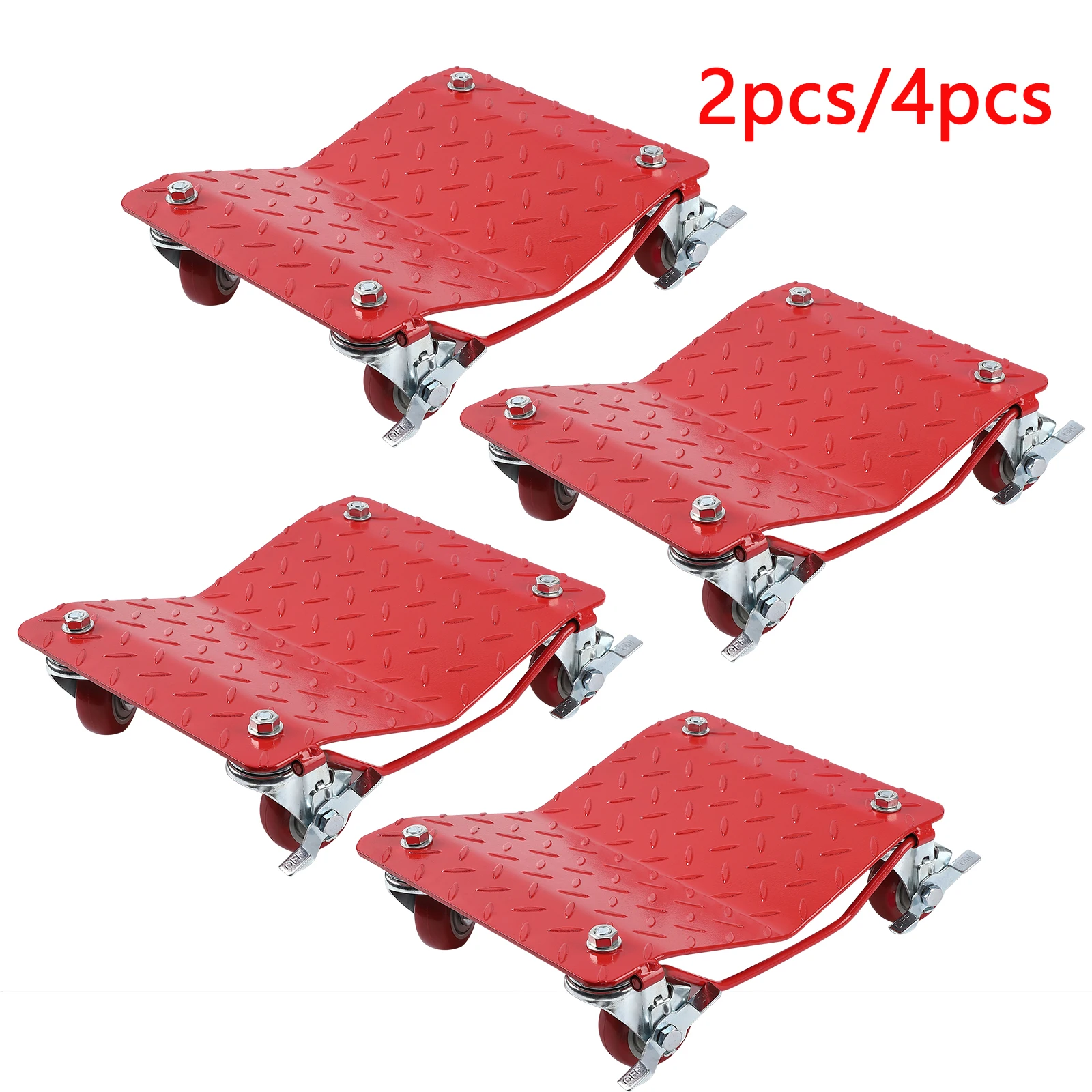 2-4PCS Wheel Dolly Car, Carbon Steel Heavy Duty Car Mover Wheel Dollies with Antiskid Plate & 360 Degree Rotatable Wheel