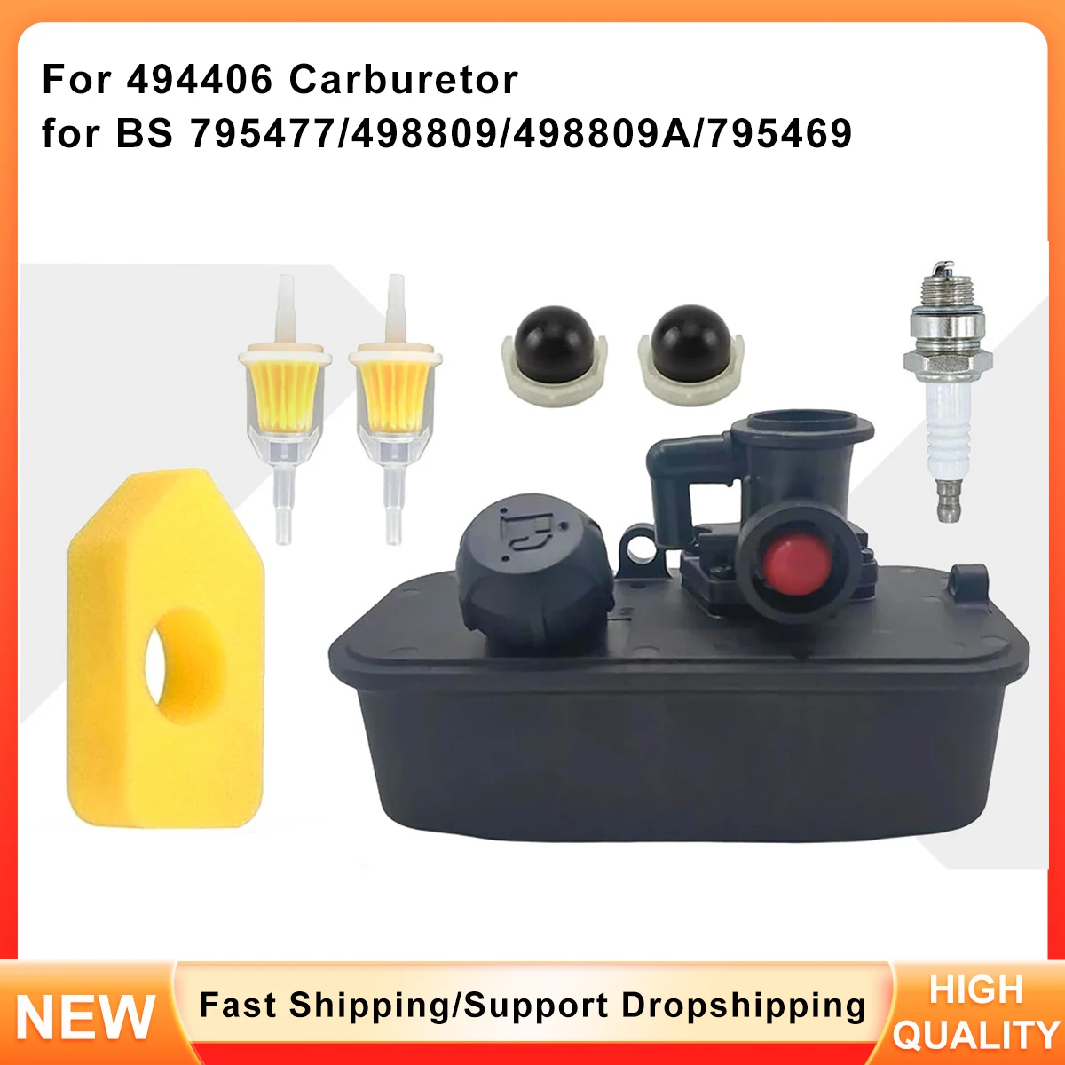 

Replacement Carburetor Kit for Briggs Stratton - 494406-P Fits 795477 498809 498809A 795469 Models