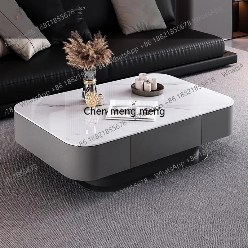 HR  European Storage Coffee Table Organizer Drawer Unique Trendy Luxury Coffee Table Rectangle Modern Coffee Table Furniture