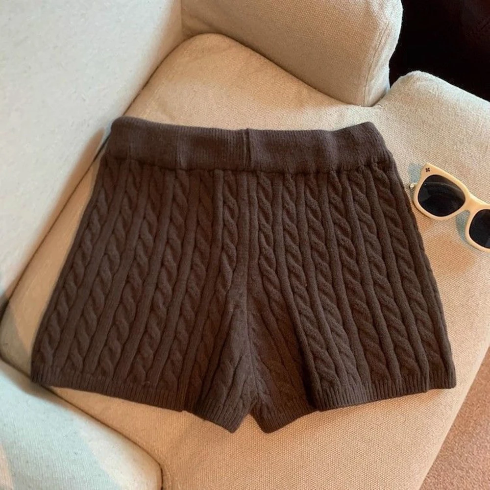 Neue Damen-Strickshorts, vielseitige Strickshorts, lockere, weit geschnittene, lässige Minishorts für Damen – Detail 20