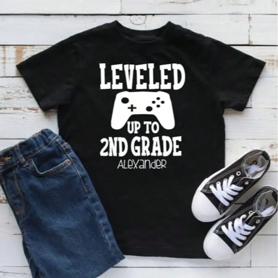 Back To School 2nd Grade Boys Gamer First Day School Level T-Shirt Back To School Clothes Girls Girls Shirts Teen Boy Clothes Boy Shirt Teen Clothes