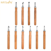 3/4/5/10pcs Wood Carving Chisel Set–Small, Medium, and Large Flat, Triangle, and Arc Blades for Woodworking KATWAY HH-AA189