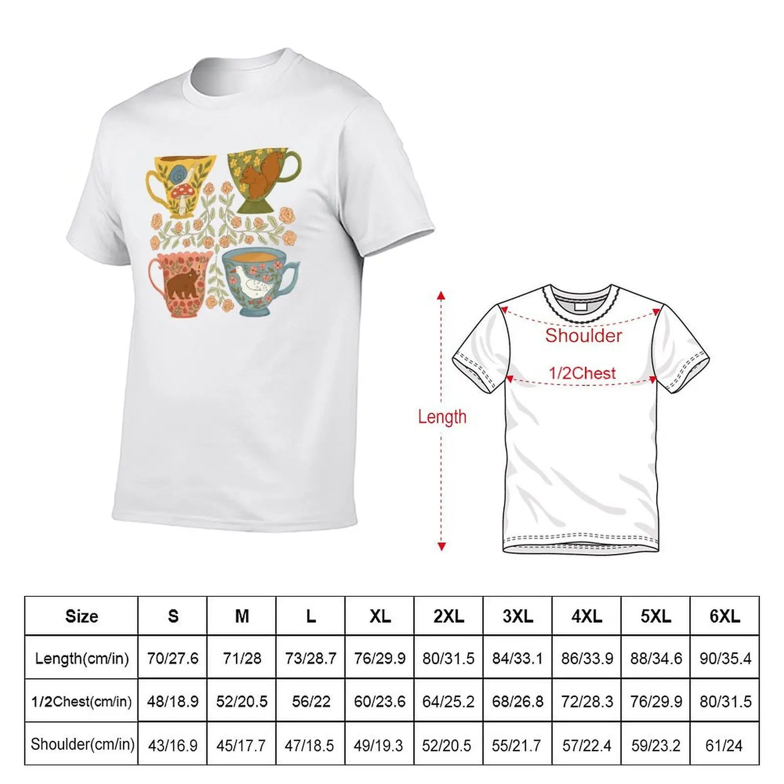 Floral Animal Teacups T-Shirt baggy shirts Clothing mens graphic t-shirts hip hop