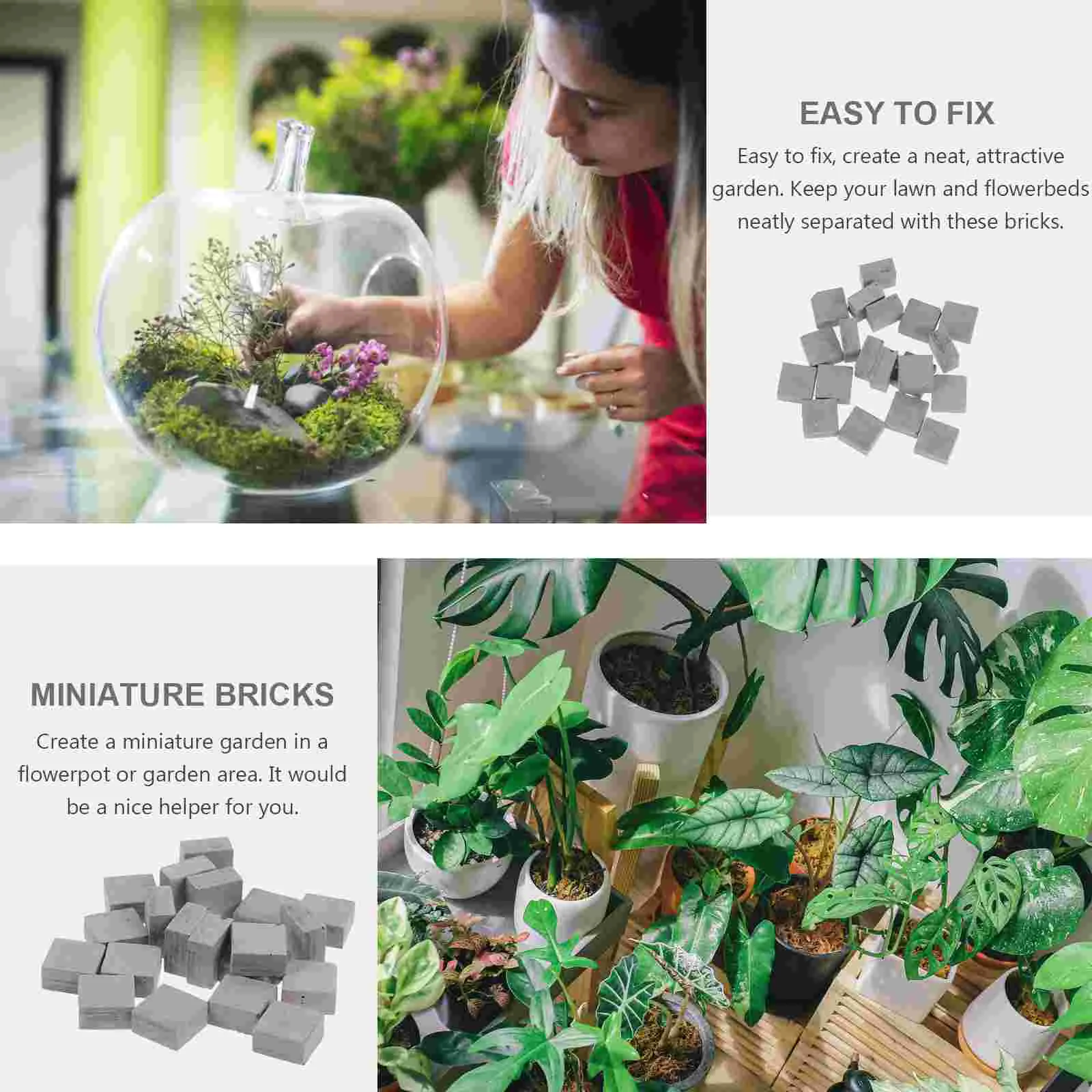 20 Pcs Simulated Bricks Microlandscape Decoration Miniature Wall Sand Table DIY Building Blocks