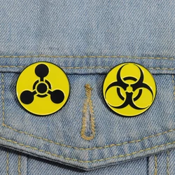 Danger Symbols Enamel Pins Radioactive Biohazard and Infection Warning Custom Brooches Lapel Badges Jewelry Gift for Friends