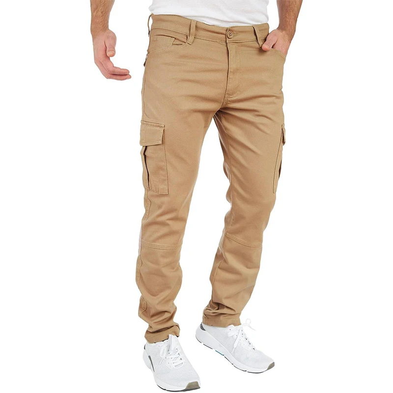 Pantaloni cargo da uomo vintage primavera autunno streetwear moda tinta unita pantaloni multitasche per uomo pantaloni slim casual quotidiani
