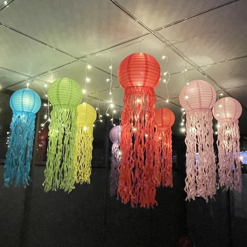 Party Diy Jellyfish Lamp Kindergarten Birthday Party Aquarium Park Room Decoration Props Children's and Girls' Wedding Supplies