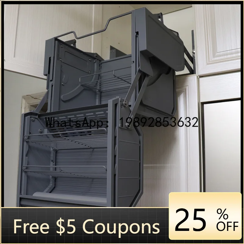 

Регулируемая выдвижная корзина Z1 с двойным отсеком для хранения, большая вместимость, для кухонных шкафов, с регулируемым механизмом соединения