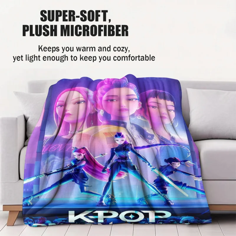 K-Pop شيطان الصيادين بطانية الفتيات الفتيان أفخم رمي بطانية الجدة بطانية دافئة كل موسم هدية ل أريكة تتحول لسرير مكتب رحلة التخييم