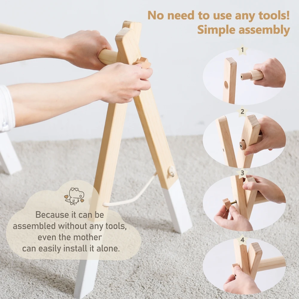 木製ベビーサークル用おもちゃ、ベビーベッド用ハンギングモバイル、動物型ペンダント、ベビーカー用おもちゃ、木製ガラガラ、新生児向け知育玩具