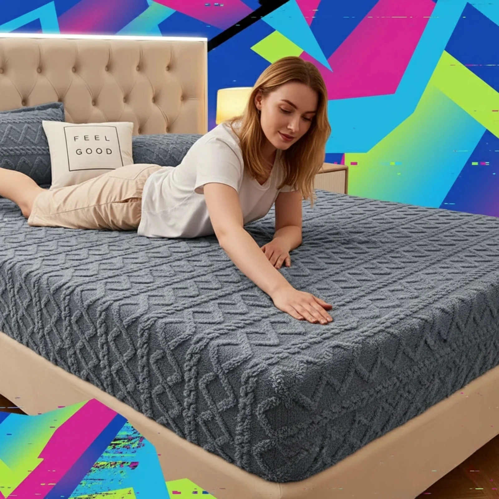 Premium Tofu Velvet Fitted Sheet King Size  Super Soft Silky Smooth Texture  Deep Pocket Up to 16
