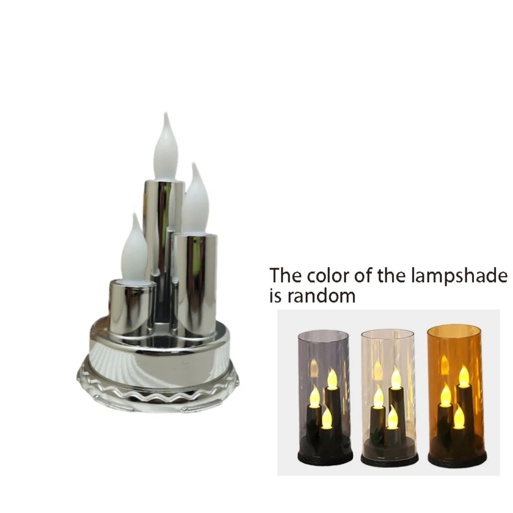 3 in 1 LED Flameless Candle Taper Flickering Flameless Pillar Candle Romantic Three-Wick Electronic Candle Light Home Décor