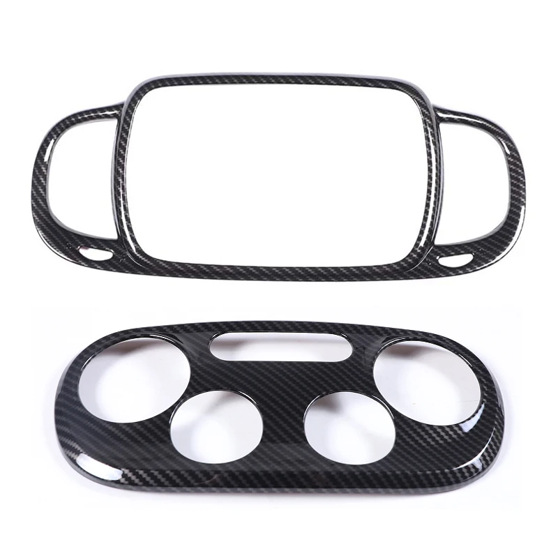 

For 2016-2024 Fiat 500 dashboard air conditioner air outlet mask, interior protective cover, interior patch, ABS carbon fiber