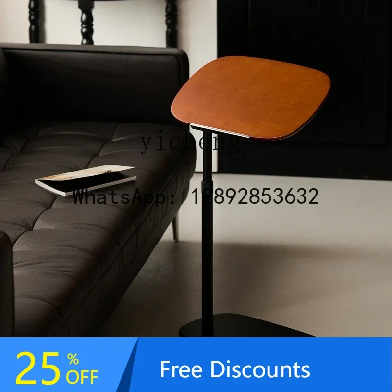 

sofa side table can be lifted and moved, rotating small side table, solid wood bedside corner table