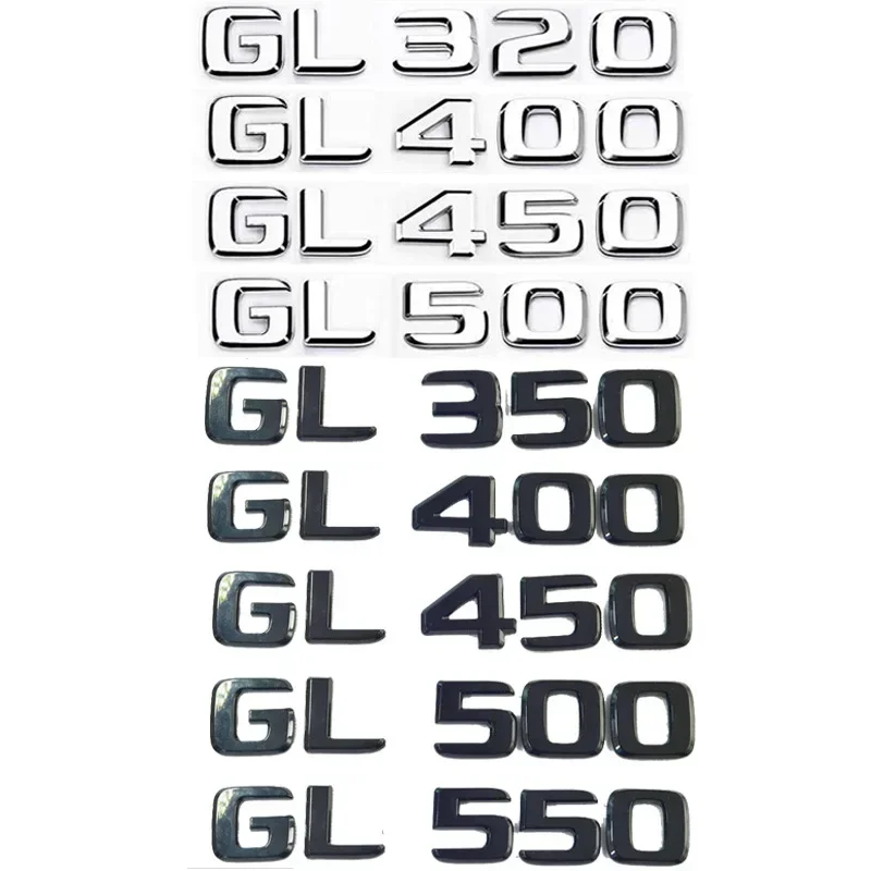 ABS Car Trunk Letters Logo Emblem Badge Decals Sticker For Mercedes Benz GL Class GL350 GL400 GL450 GL500 GL550 GL320 X166 X164