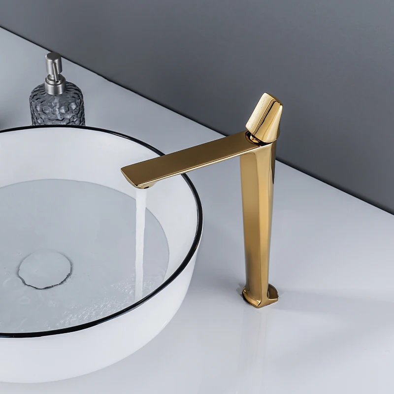 Golden table basin faucet Washbasin Pool basin Hot and cold high bathroom Full copper faucet