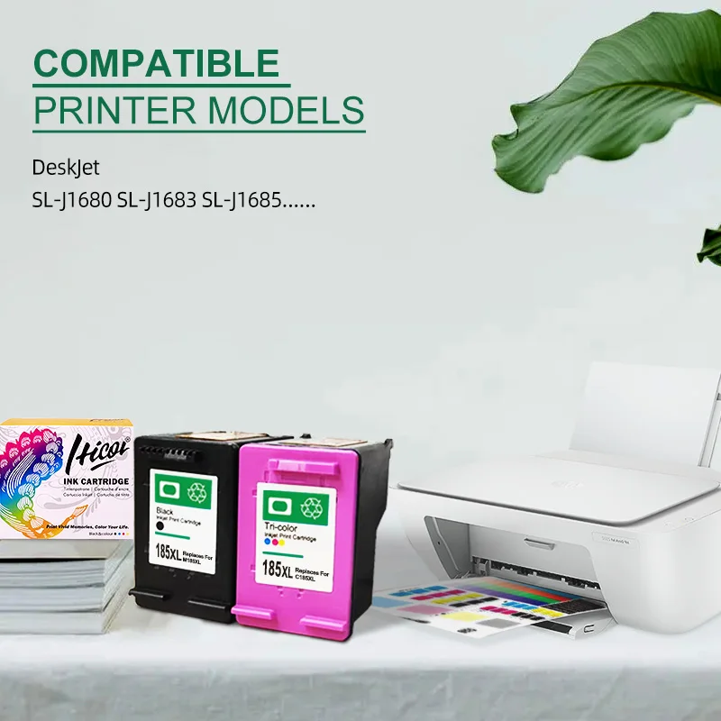 Hicor-cartucho de tinta Compatible con Samsung M185XL C185XL, INK-C185, INK-M185, SL-J1680, SL-J1683