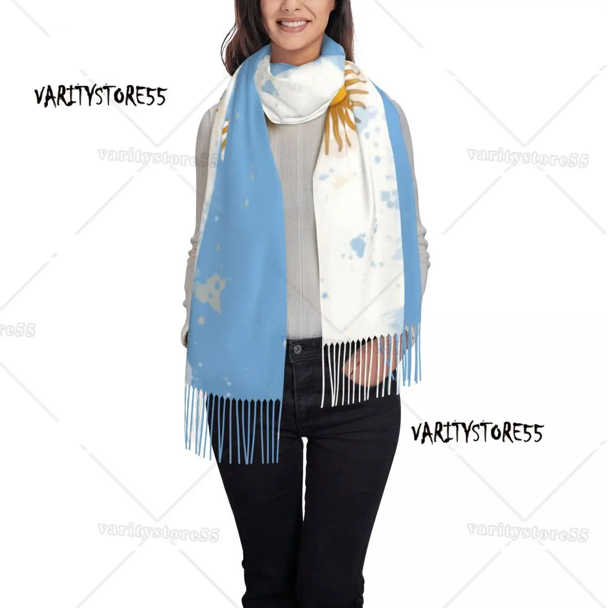 Argentinien Flagge Schal Wrap für Frauen lange Winter Herbst warme Quaste Schal Unisex argentin ische Schals