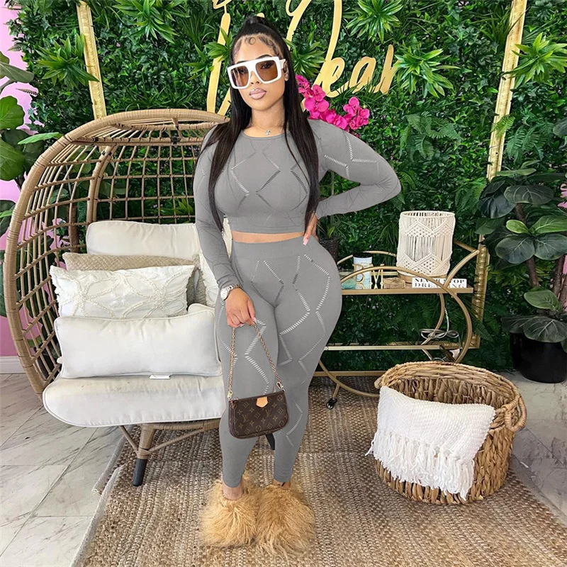 2024 Women Tracksuit Seamless Yoga Set Workout Sportswear Gym Clothing Fitness Crop Top High Waist Leggings Sports Suits image 3
