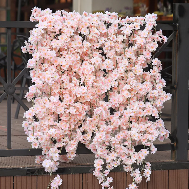 180 Cm Artificial Cherry Blossom Flowers Encryption Design Garland Vine For Wedding Hanging Ornament Home Decor 10 Pcs