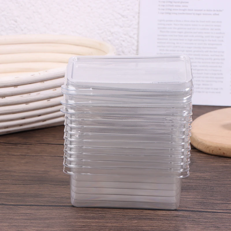 10Pcs Transparent Dessert Box With Lids Plastic Hinged Takeout Containers Food Packaging Boxes For Cakes Cookies Salad Food