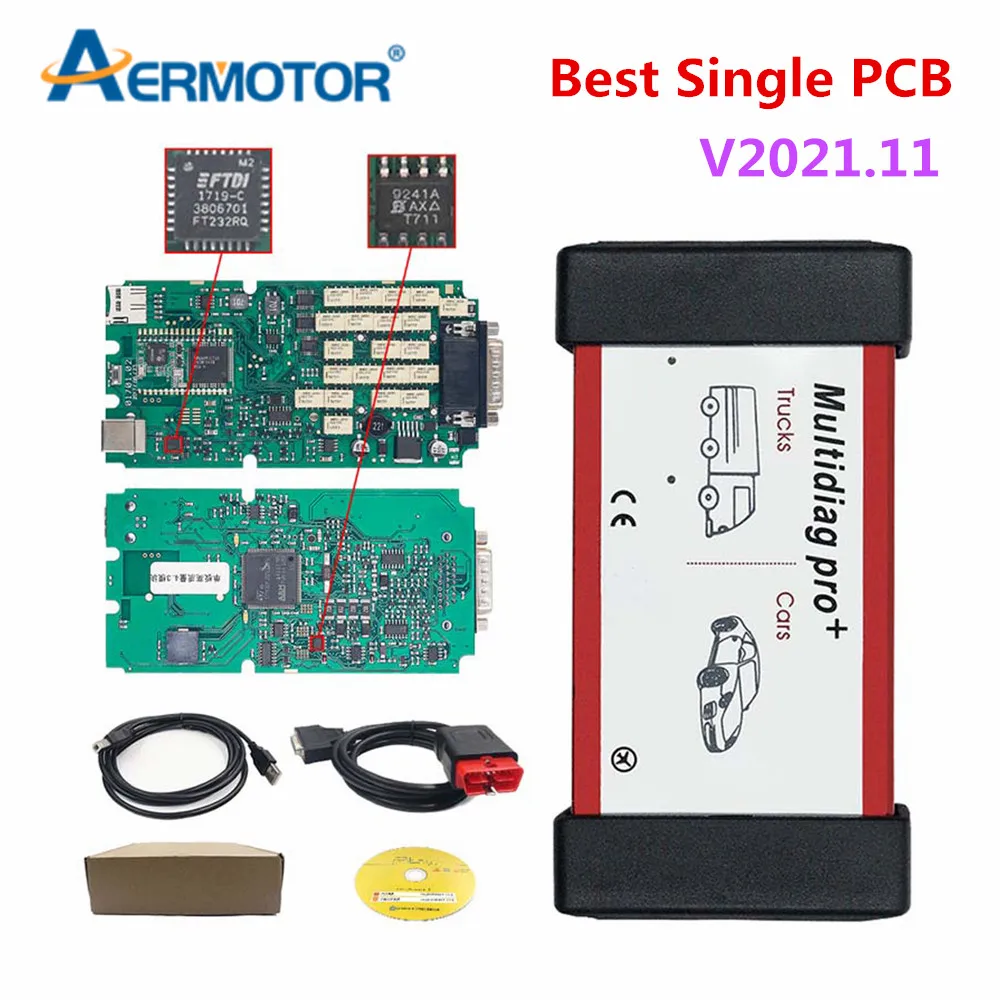 Top Sale 2021.11/2020.23 Keygen Single PCB TCS Multidiag Pro+ Bluetooth MVDiag Scanner Universal Car/Truck OBD2 Diagnostic Tool