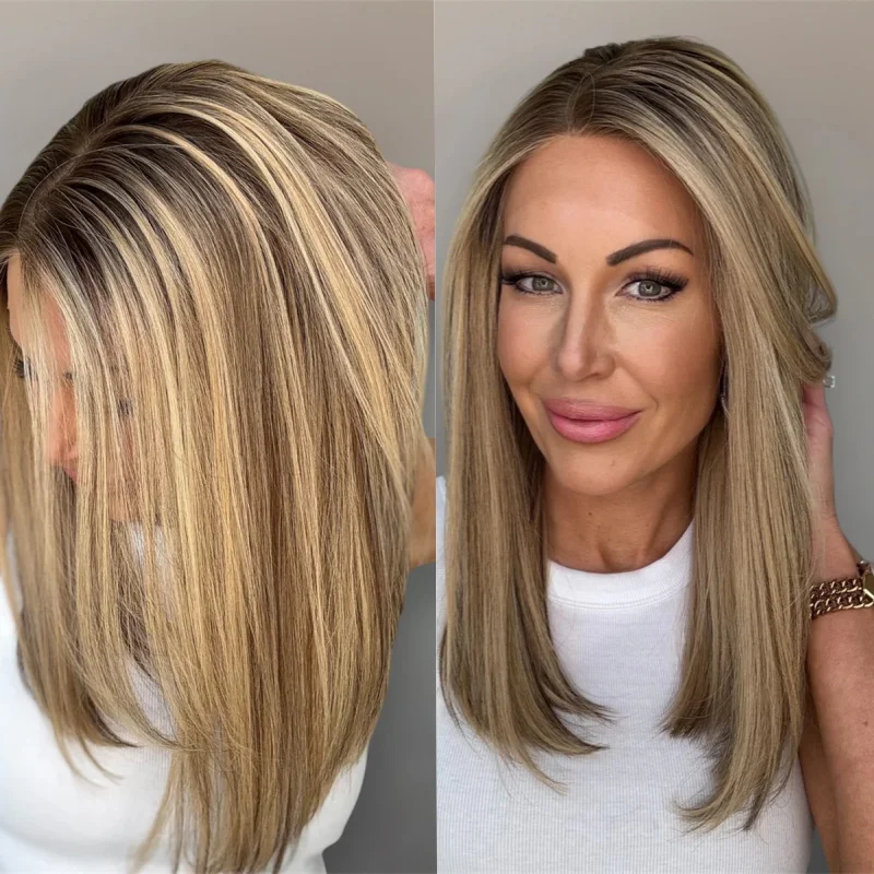 

Ombre Блондинка Коричневый Выделенный Парик Высокое Качество Синтетический HD Парик Фронта Шнурка Короткий Прямой Боб Предварительно Сорванные Волосы Плотность 150%