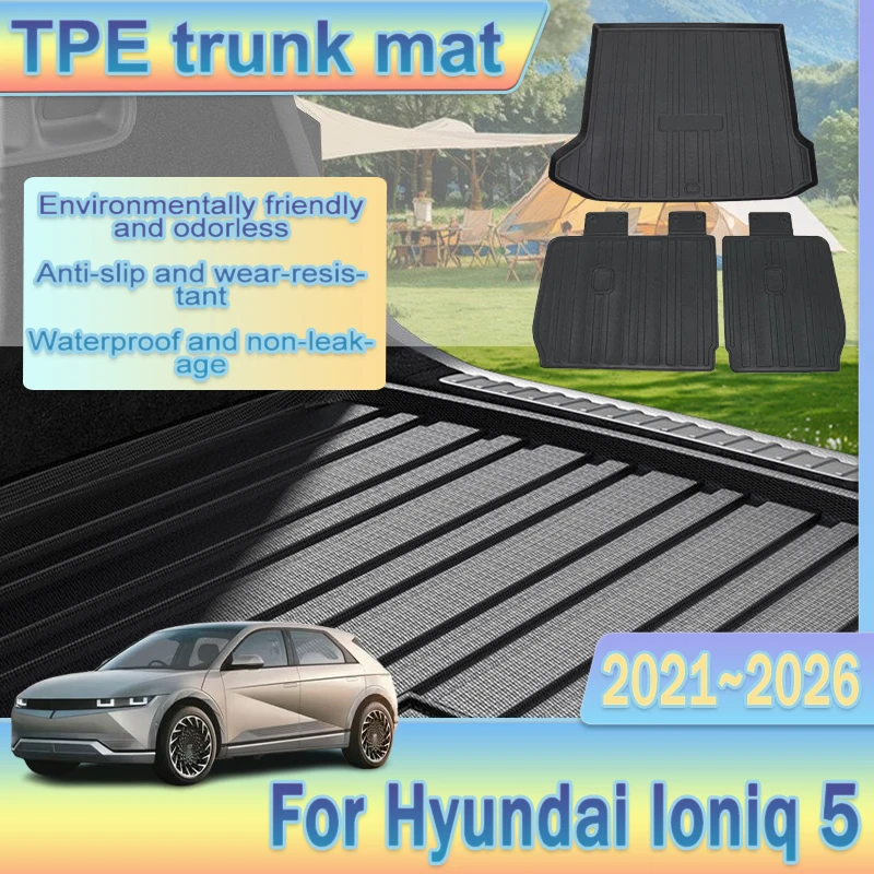Image of Auto TPE Kofferraummatte für Hyundai Ioniq 5 2021 2022 2023 2024 2025 2026 Laderaumauskleidung Rutschfester Teppich Kratzfest Wasserdicht Zubehör