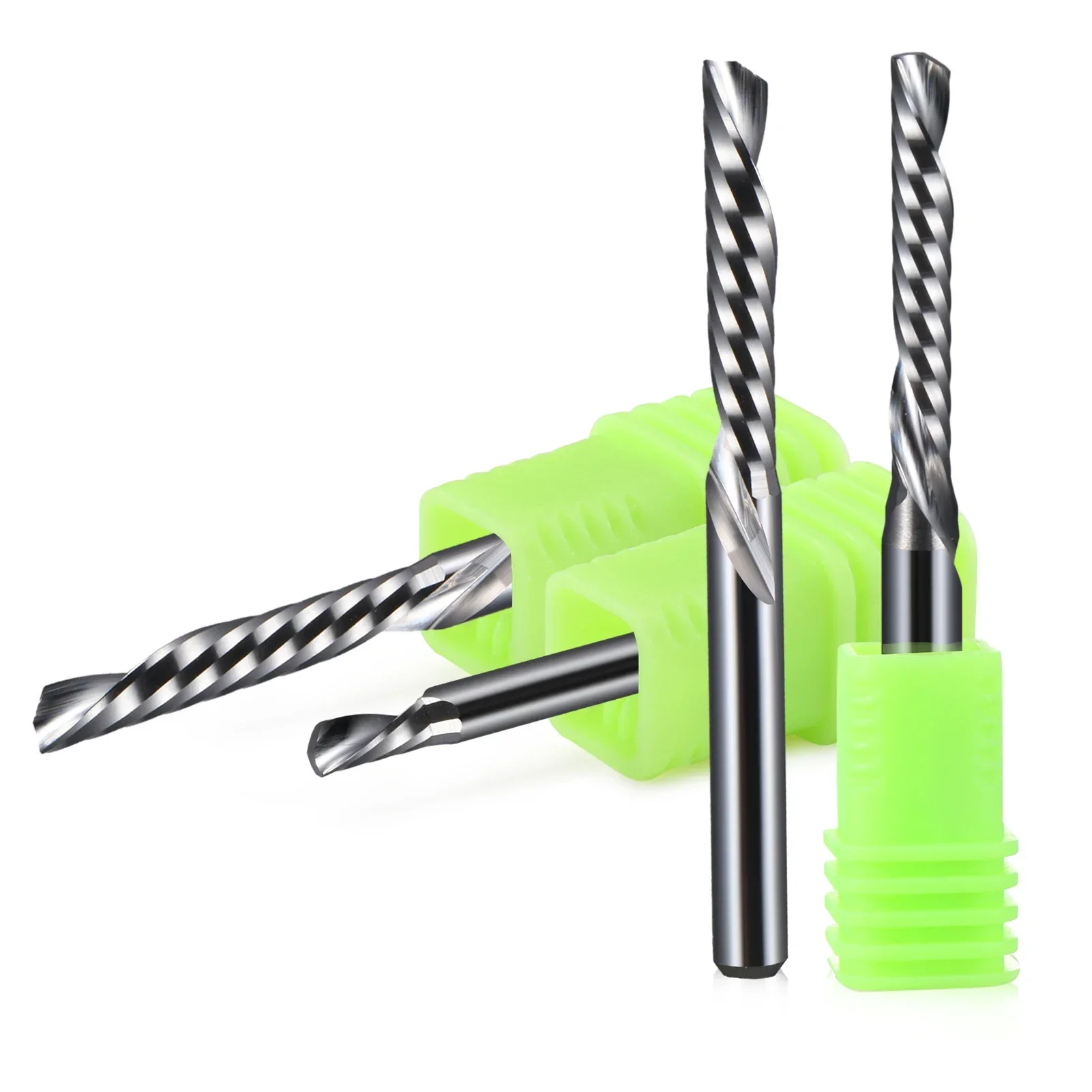 

10PCS Carbide CNC Router Bits 3.175-8mm - AAA Grade Left Spiral Down Cut 1-Flute End Mills