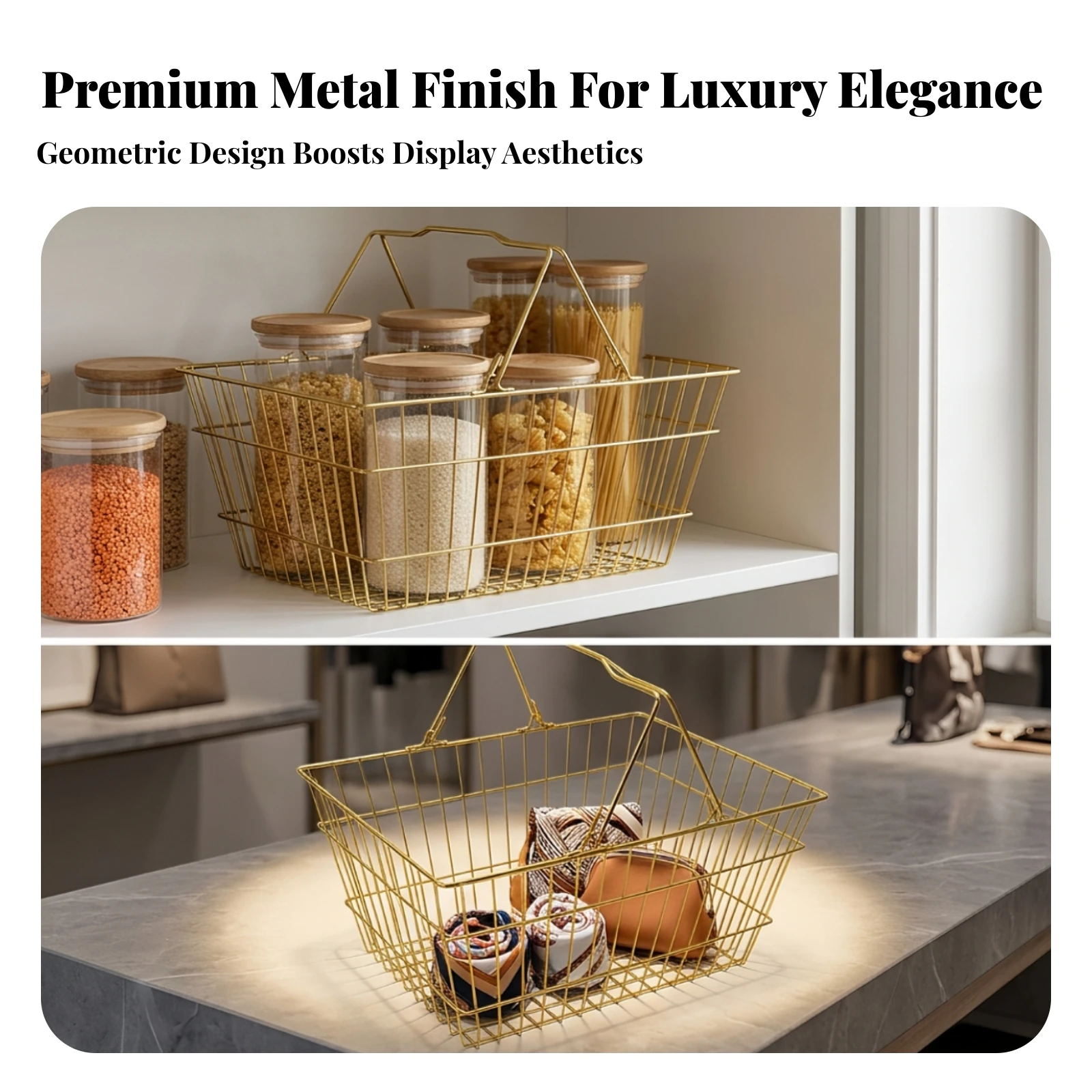 Metal Wire Shopping Basket Sturdy Wire Shopping Basket Robust Convenient for Retailers, Grocery Stores, Boutiques