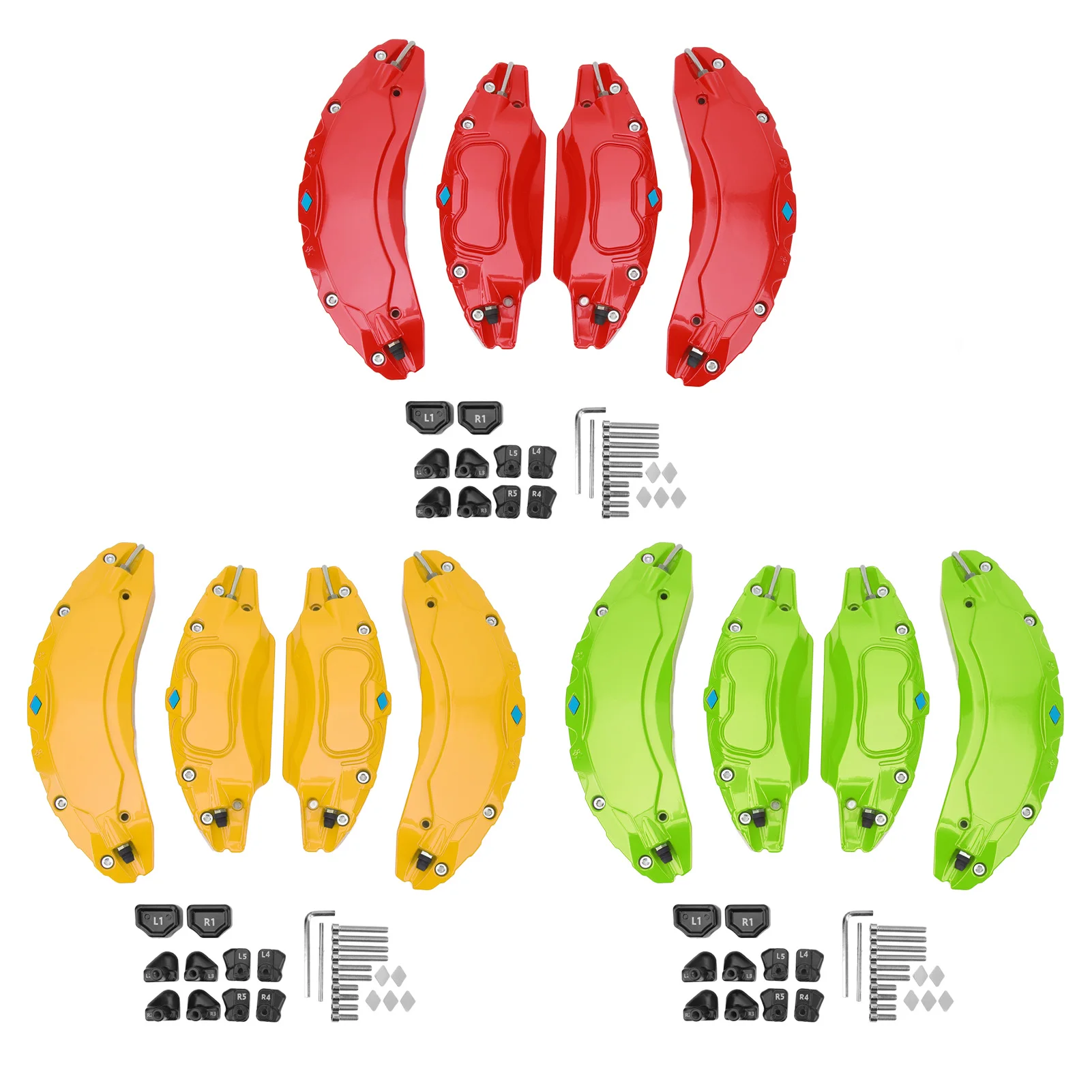 테슬라 모델 3 18인치 19인치 휠 허브용 4PCS 자동차 디스크 브레이크 캘리퍼 커버 알루미늄 합금 디스크 브레이크 캘리퍼 가드 교체품 썸네일 2