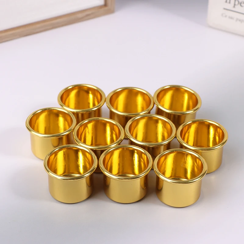 10Pcs Mini Round Candle Cup Gold DIY Candlestick Making Tray Holder Container Accessory Aluminium Home Party Decor Parts