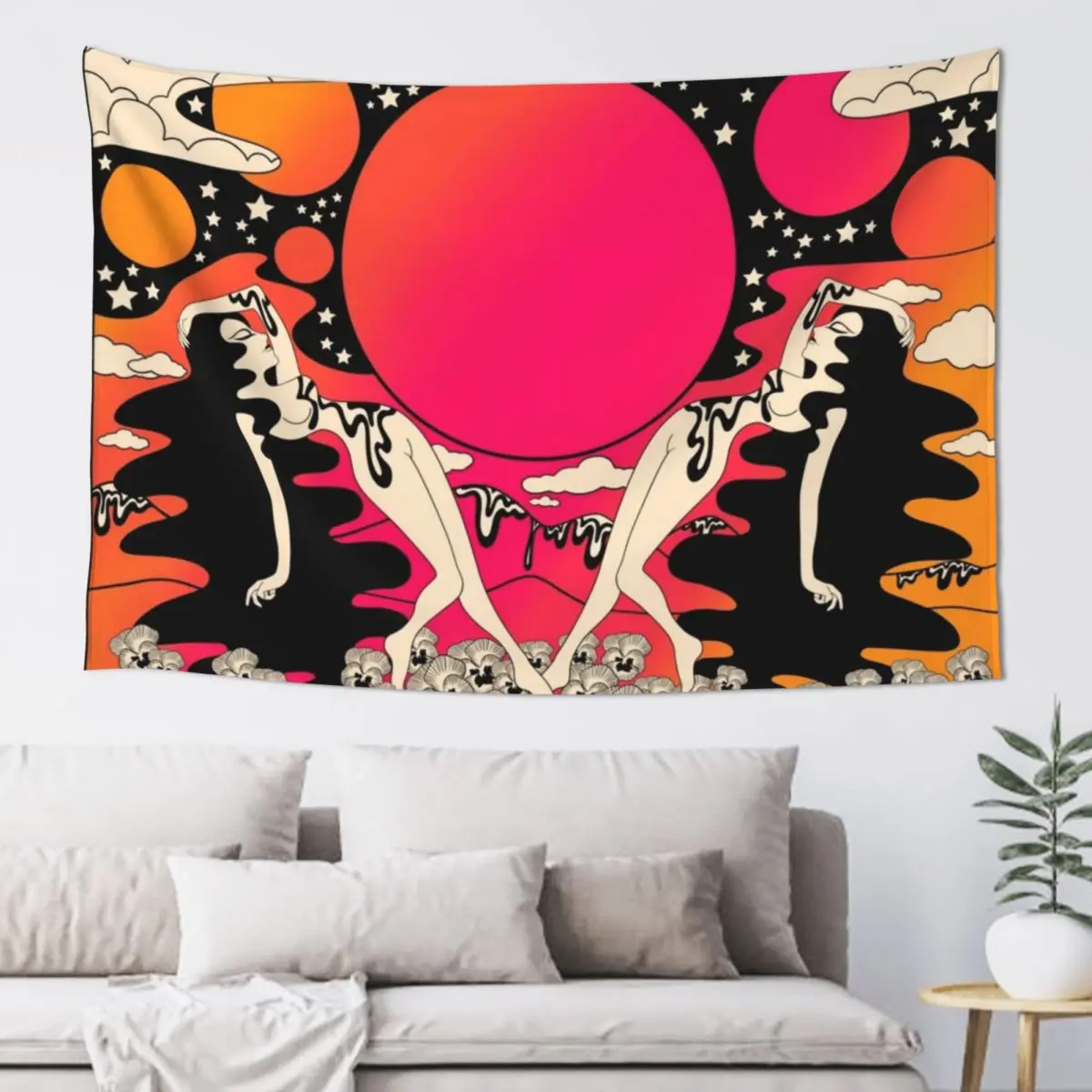 

Groovy ladies at sunset Tapestry Room Decorations Aesthetic Carpet Wall Aesthetic Room Decoration Tapestry