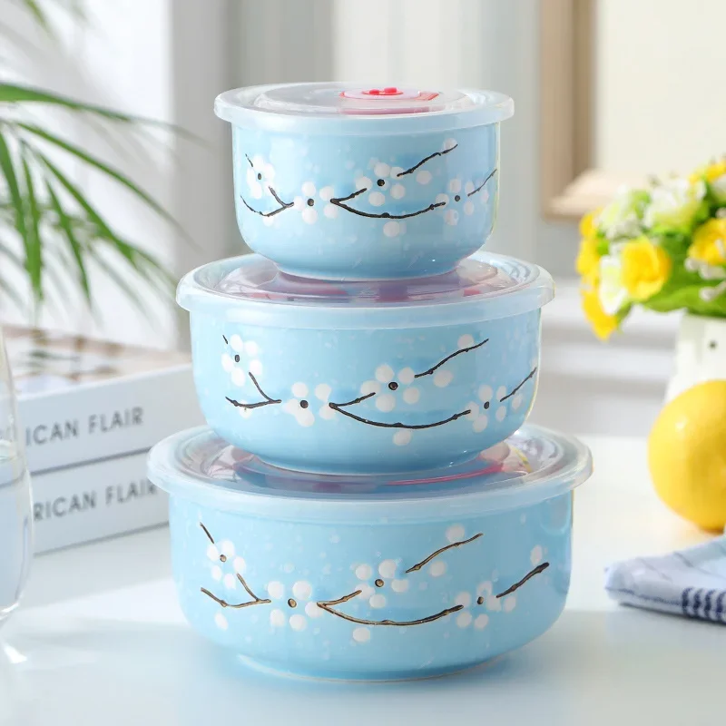 Ceramic Fresh-keeping Box Fresh-keeping Bowl Lunch Box Lunch Box Lunch Box Sealed Refrigerator Storage Box Microwave Oven