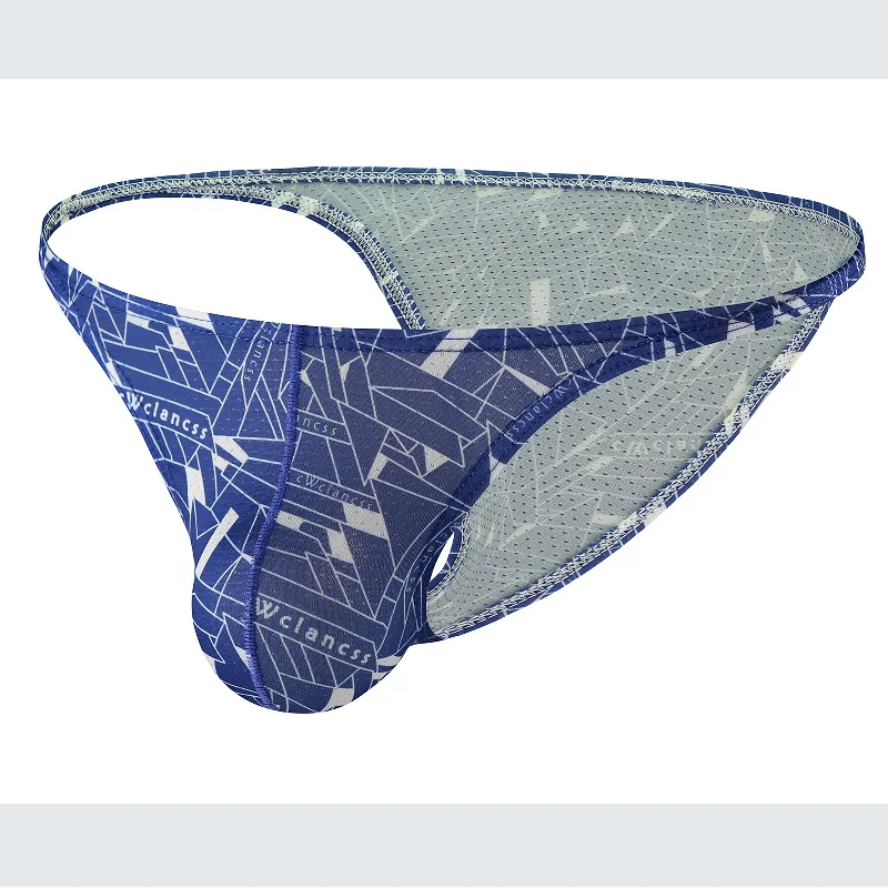 

Men's Bulge Briefs Printed Mini panties Gays Erotic Low-Rise U Convex Pouch Underwear Sexy Mesh Thong Breathable Soft Underpants