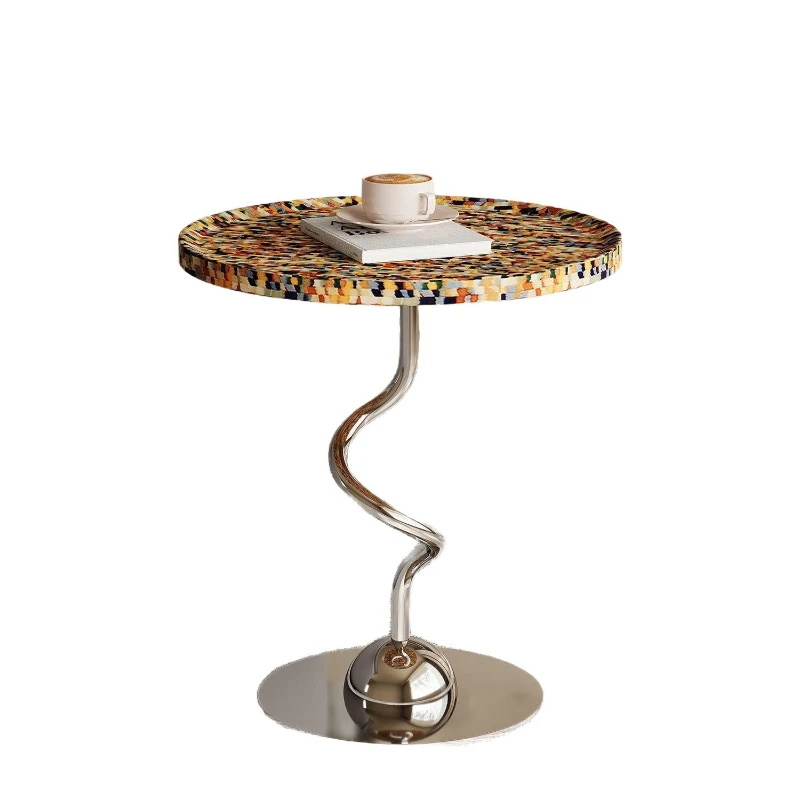 

Rainbow designer creative sofa side few living room home light luxury art balcony small coffee table