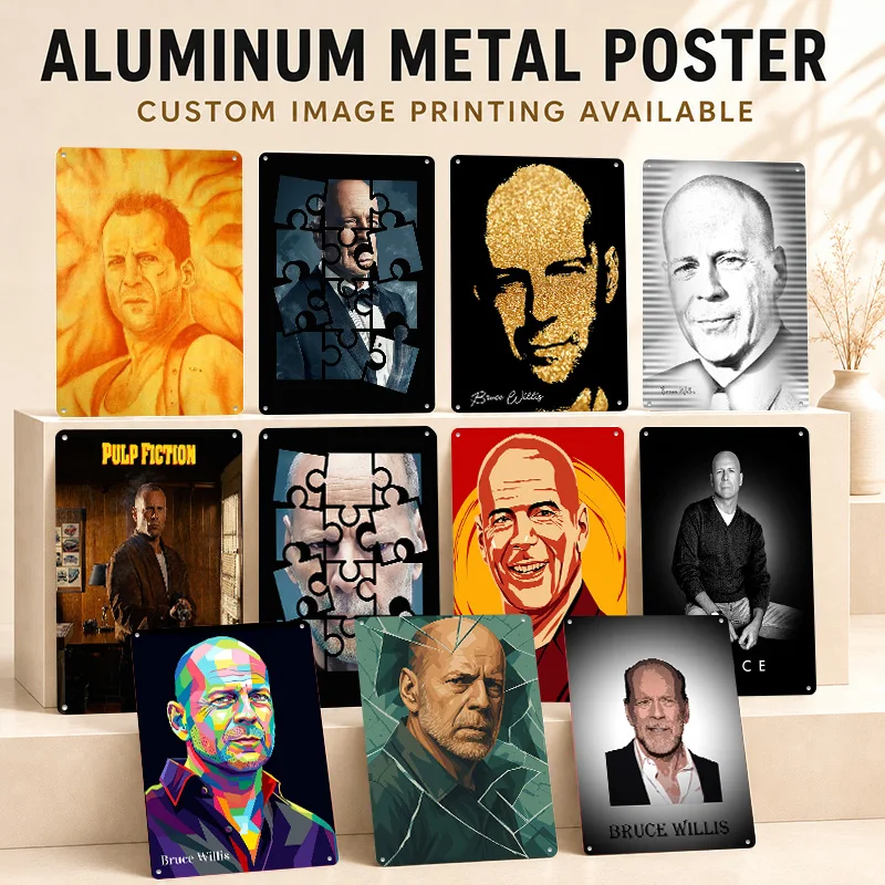 Bruce Willis Aluminum Posters Personalized Metal Tin Sign Bold Character Persona Wall Art Perfect For Film Den Or Birthday Gift