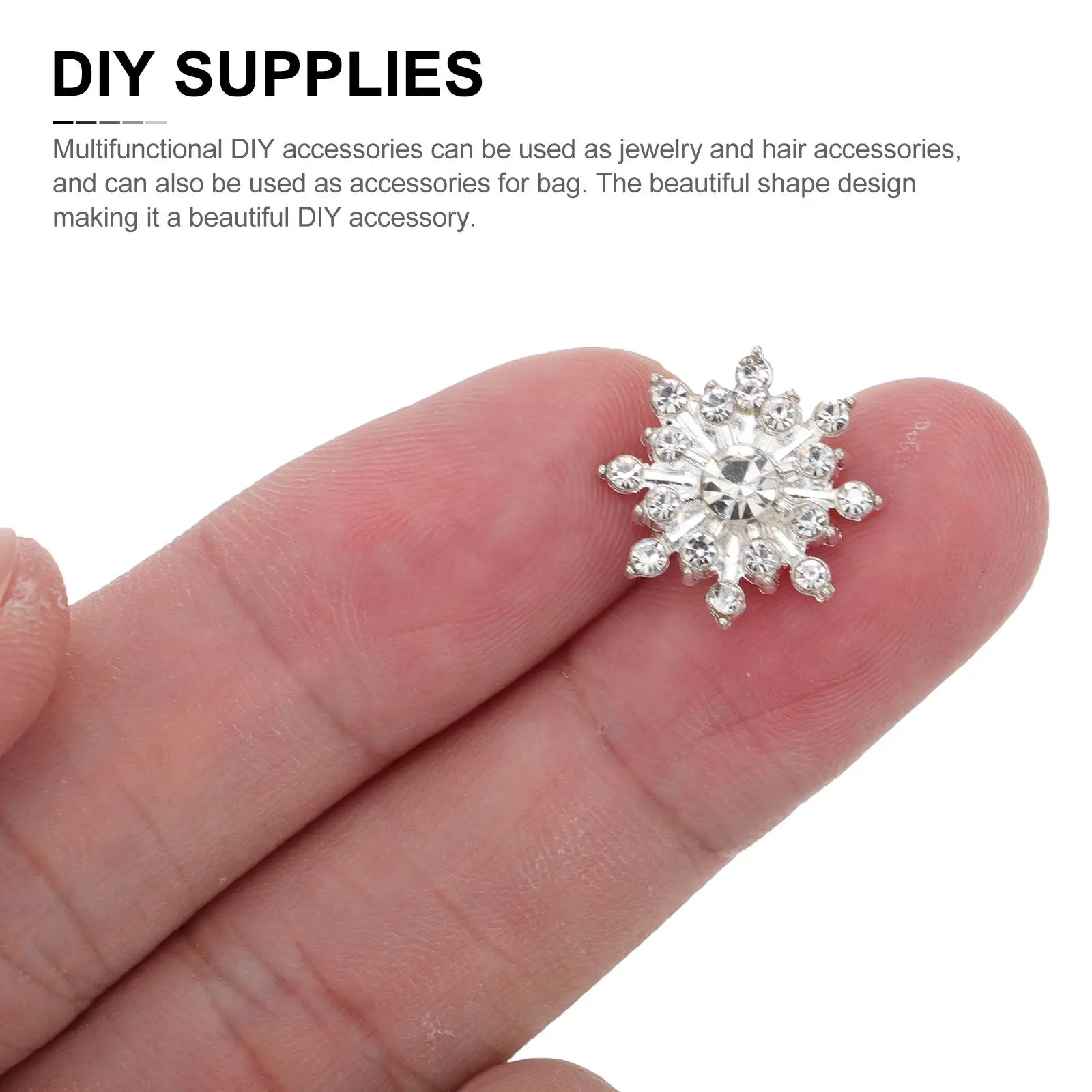 20Pcs Snowflake Embellishments DIY Accessories Unique Pearl Rhinestones Alloy Charms for Hair Headwear Clothing Bags Decoration
