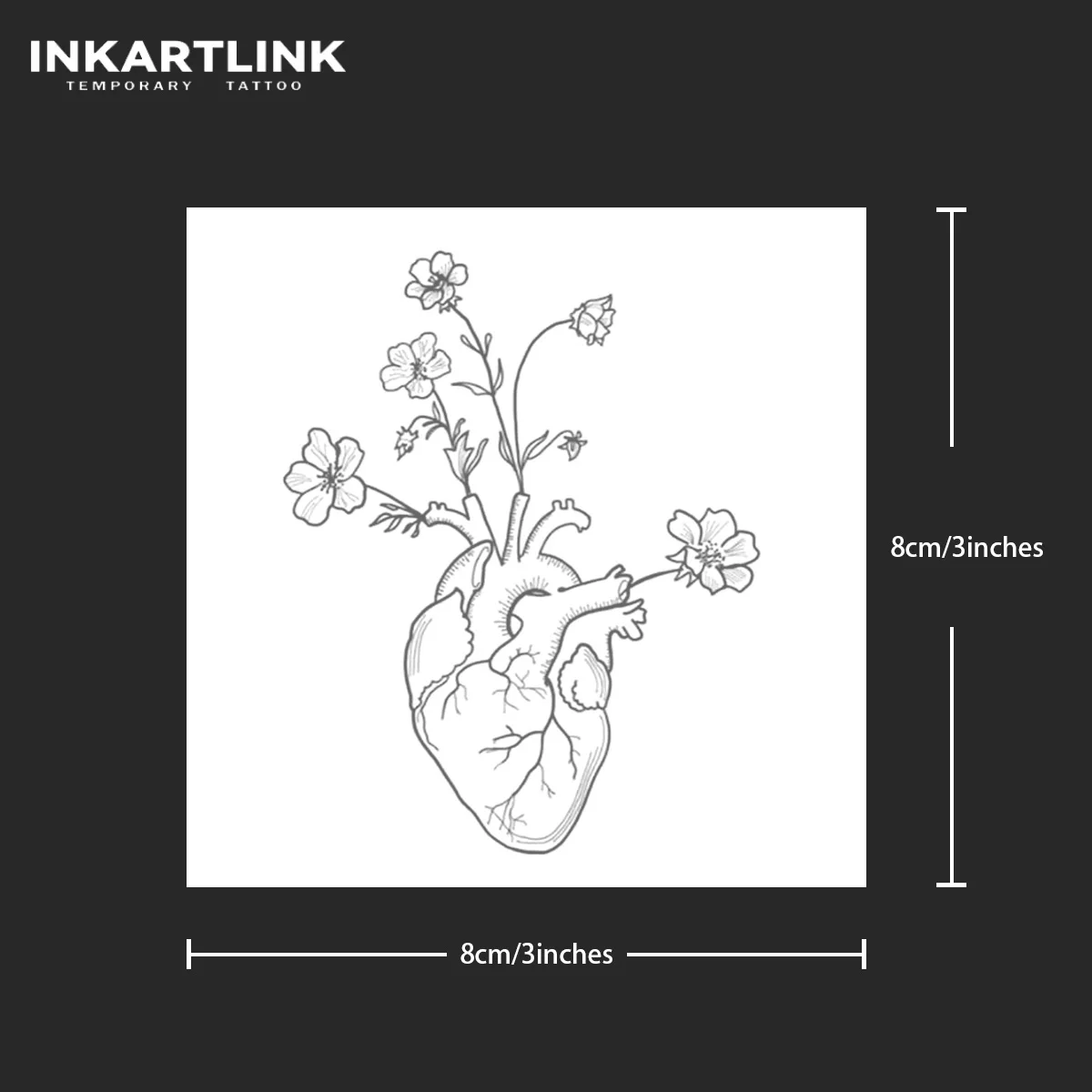 하트 꽃 임시 문신, 15 일 지속, 신기술 매직 방수 반영구 스티커